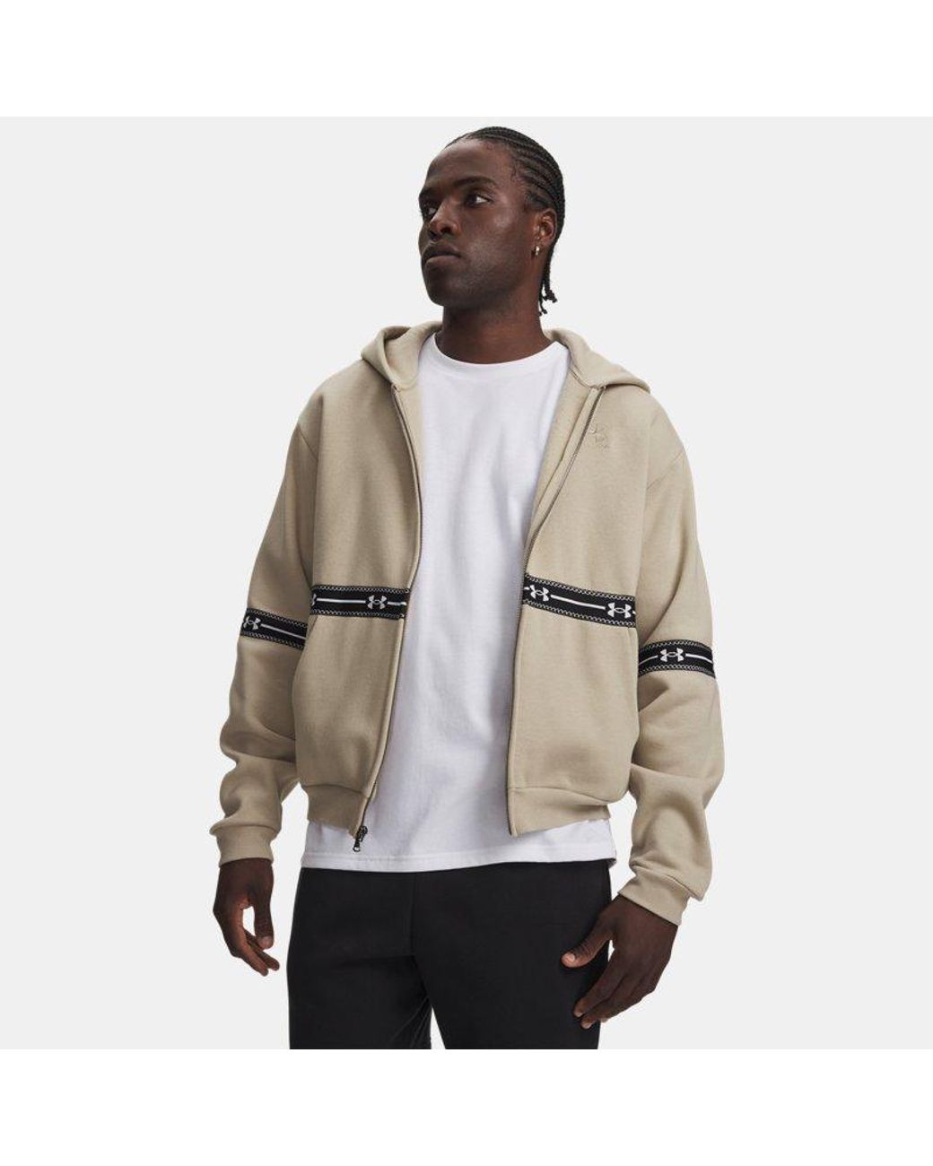 Under Armour Natural Icon Fleece Taped Full Zip City Khaki for men