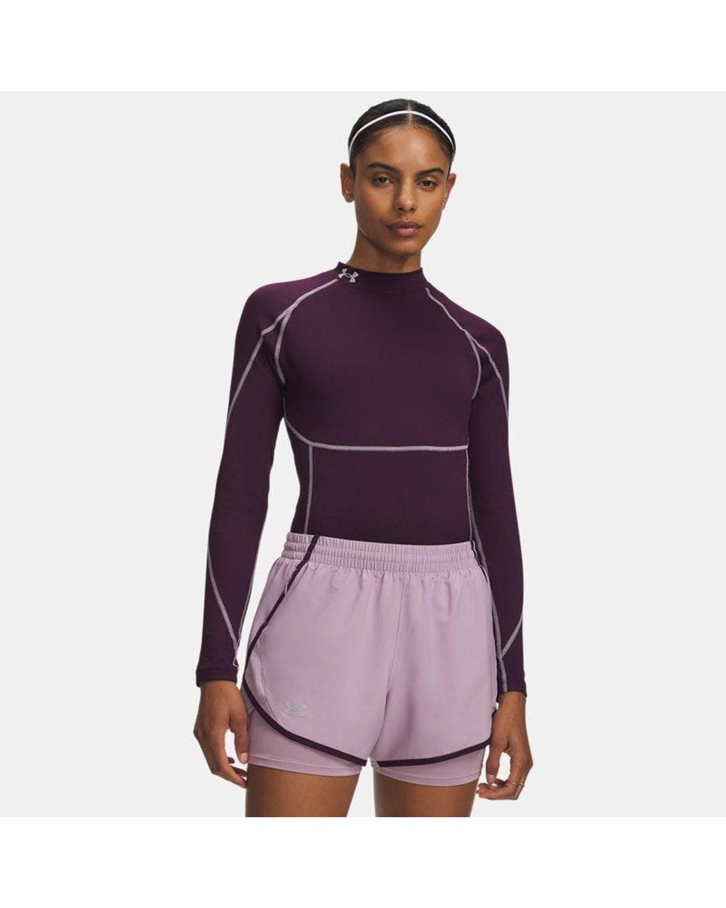 Under Armour Purple Coldgear Neolast Mock Long Sleeve Echo Reflective