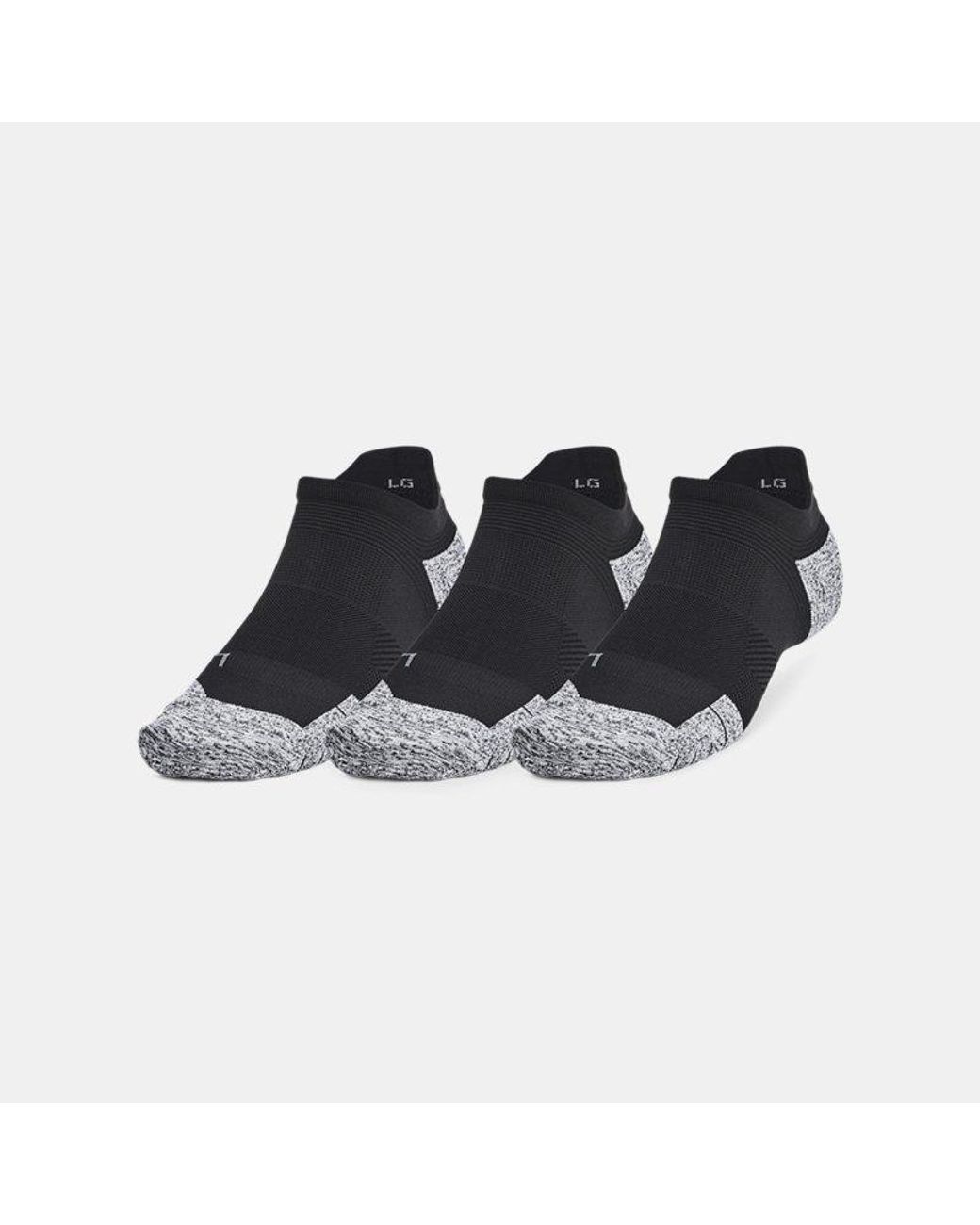 Under Armour Blue Armourdry Run Cushion 3-Pack No Show Socks Pitch Reflective
