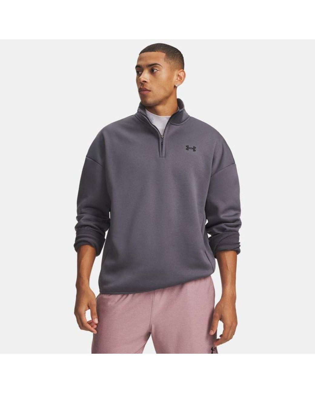 Under Armour Gray Armour Fleece ¼ Zip Castlerock for men