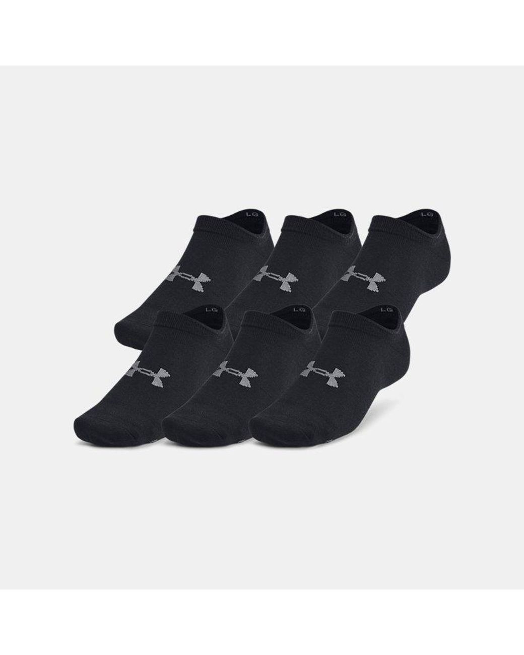 Under Armour Black Essential 6-Pack No-Show Socks Castlerock