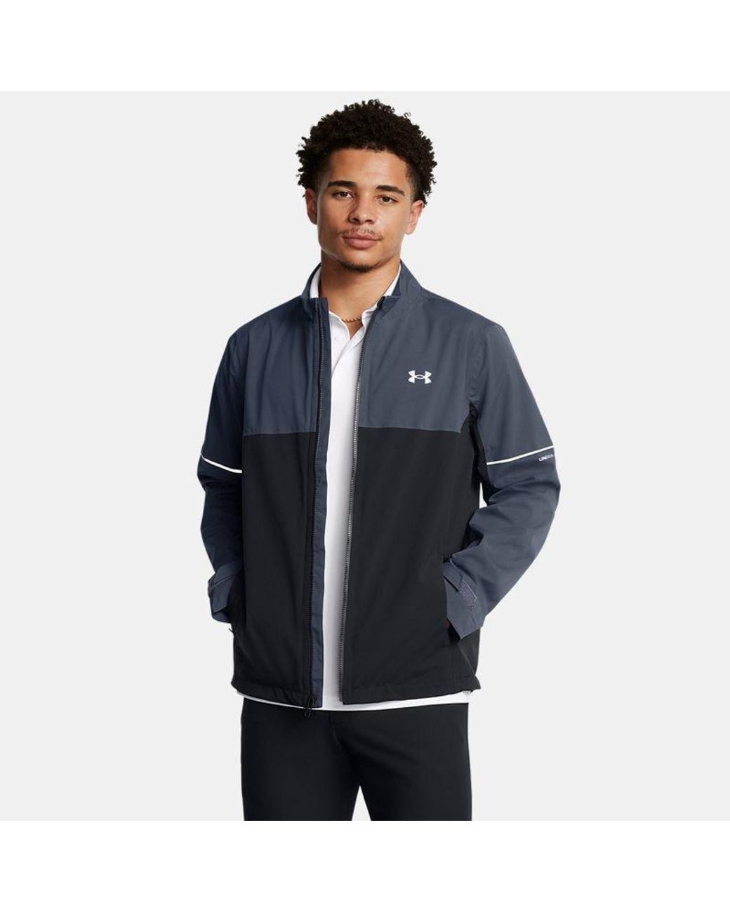 Under Armour Blue Drive Rain Jacket Downpour Metallic for men