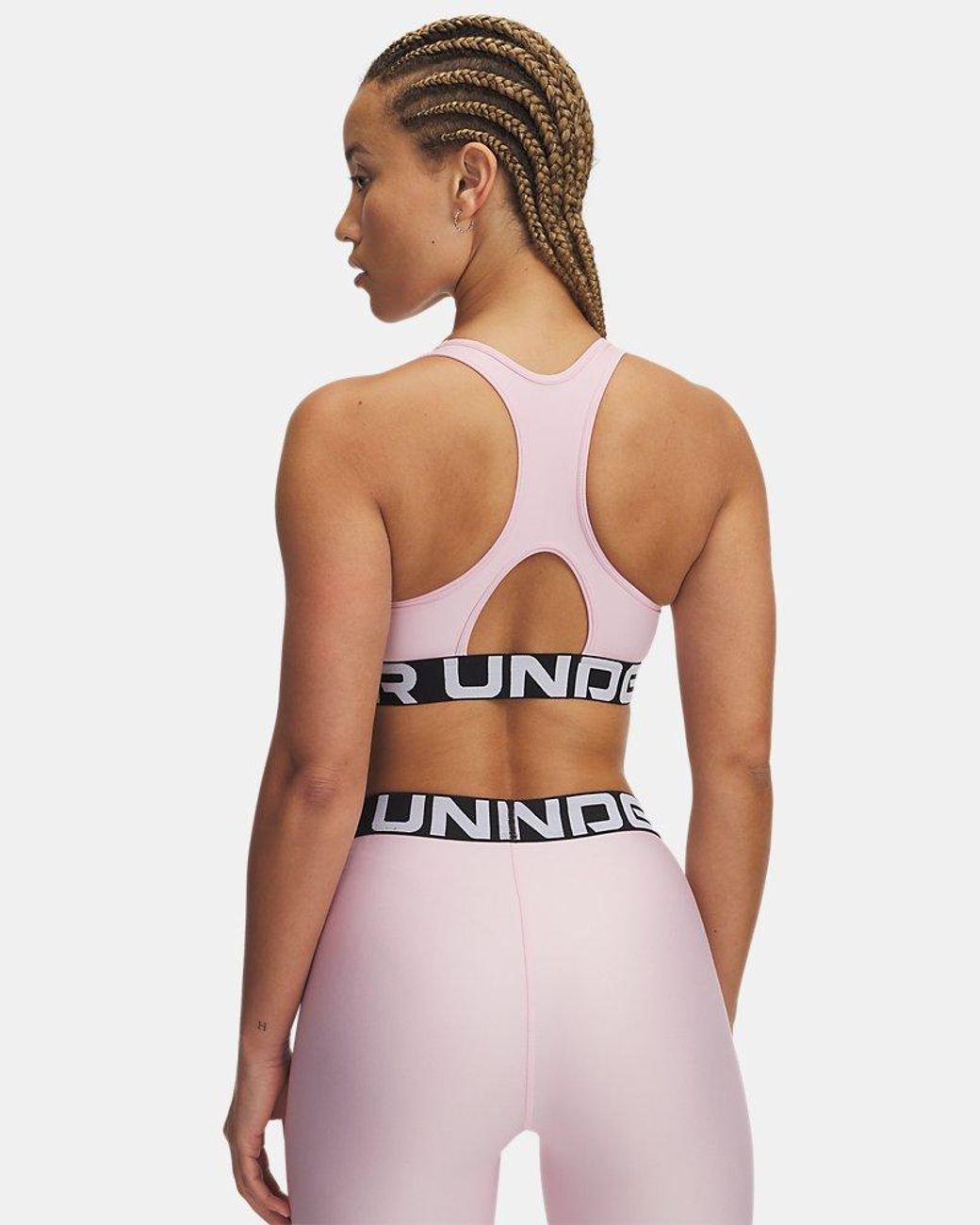 Under Armour Pink Heatgear Mid Branded Sports Bra Midnight