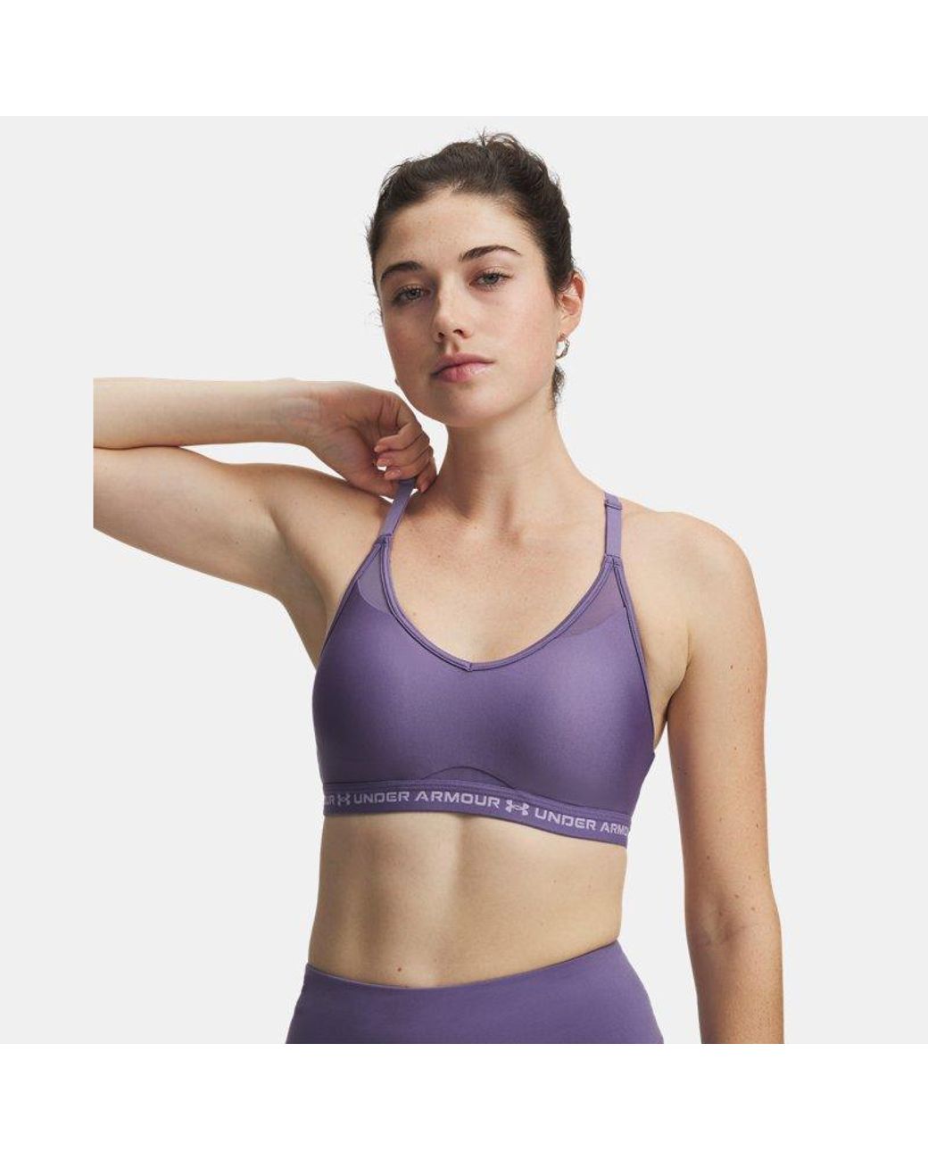 Under Armour Purple Crossback Low Sports Bra Luxe Crest