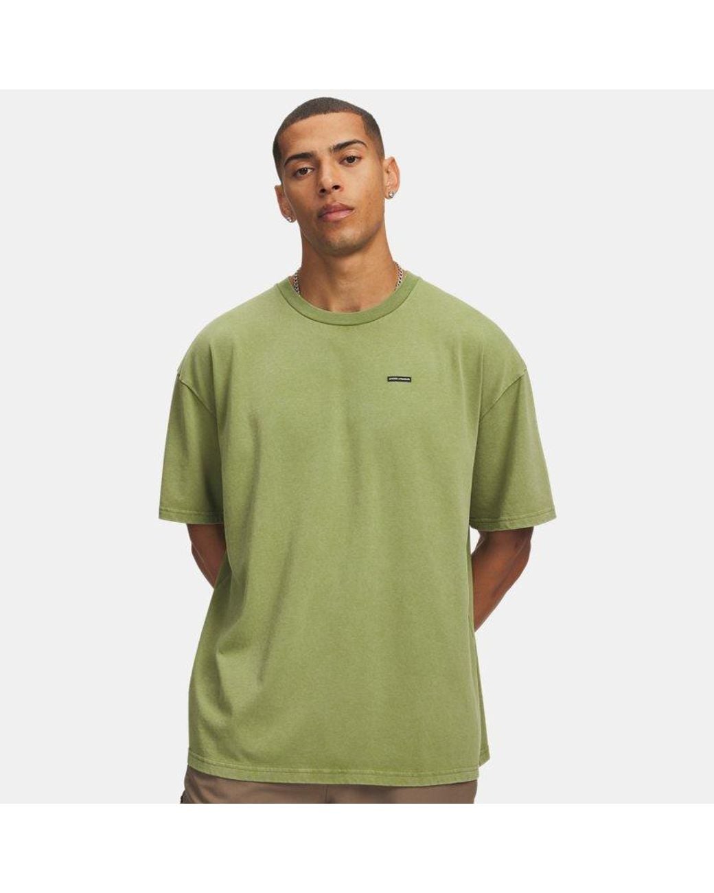 Under Armour Green Ua Heavyweight Wash Oversized Short Sleeve for men