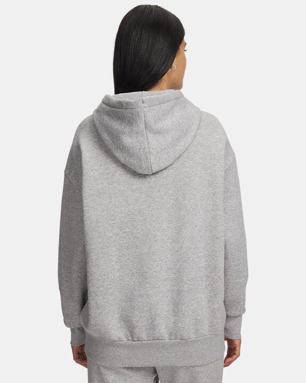 Sudadera Con Capucha Oversized Icon Fleece Para Mujer Mod Light Heather Blanco Under Armour de color Gray