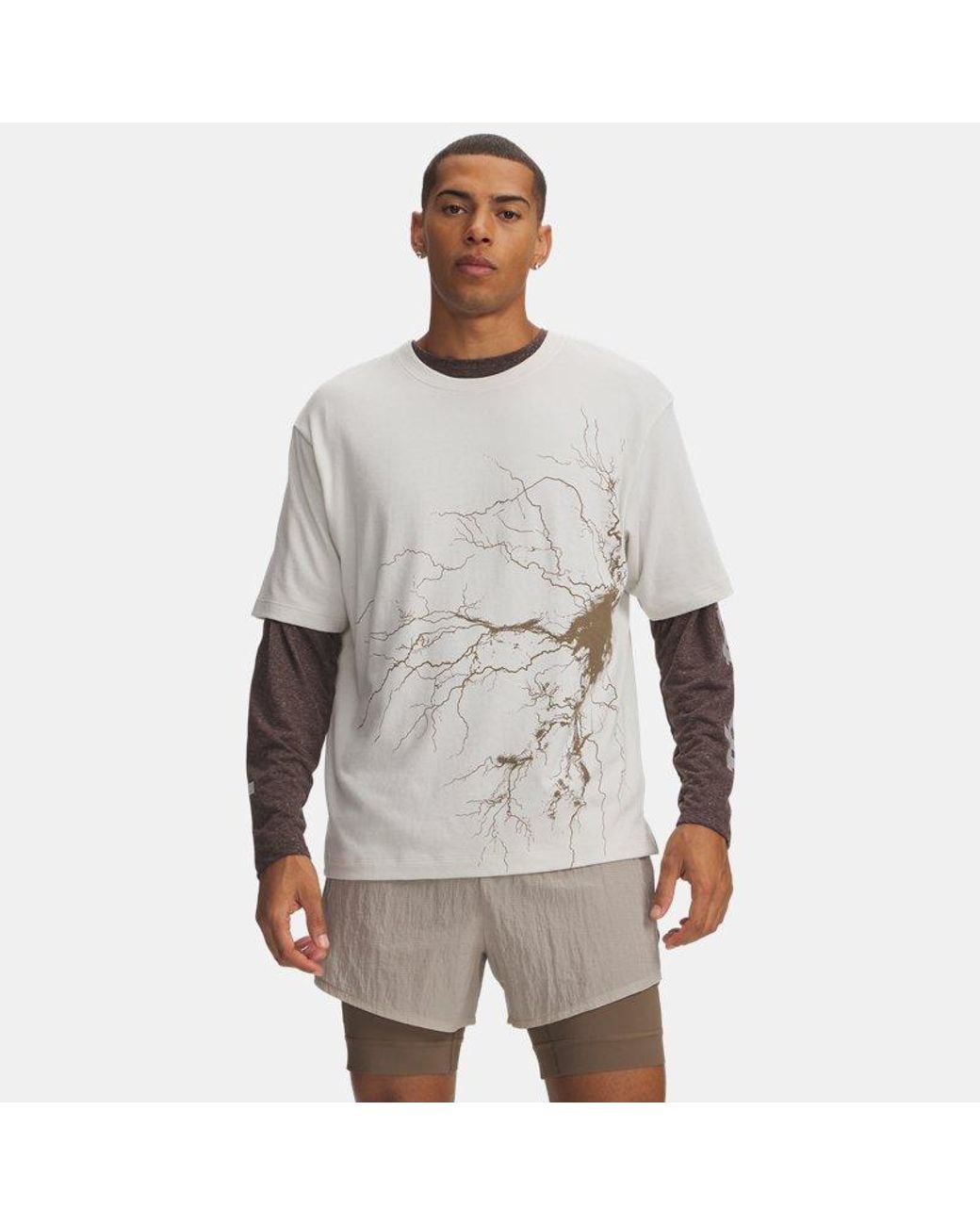 Under Armour Gray Hb Run Heavyweight Lightning Short Sleeve Summit Reflective for men