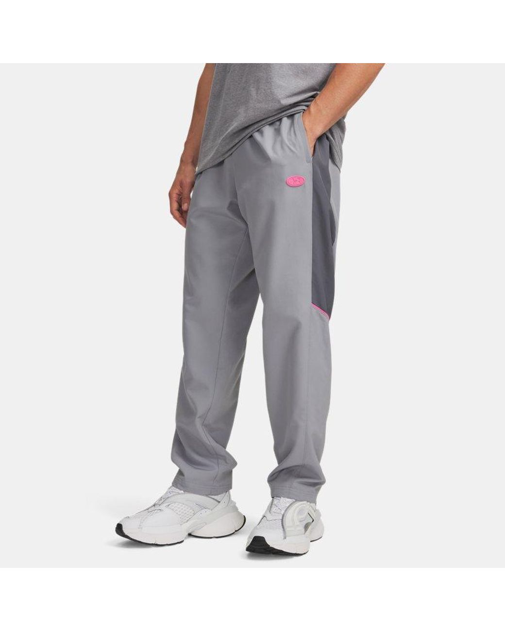 Under Armour Gray Rival Woven Colorblock Pants Steel Castlerock Frenzy for men