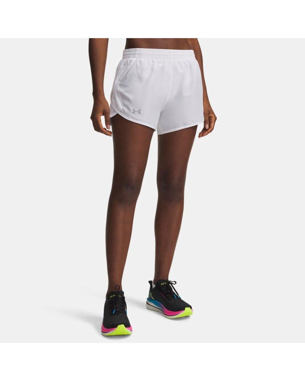 Under Armour White Fly-By 3" Shorts Reflective