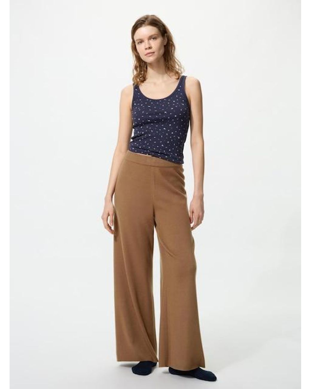 Uniqlo Blue Washable Knit Trousers (Smooth, Longer)