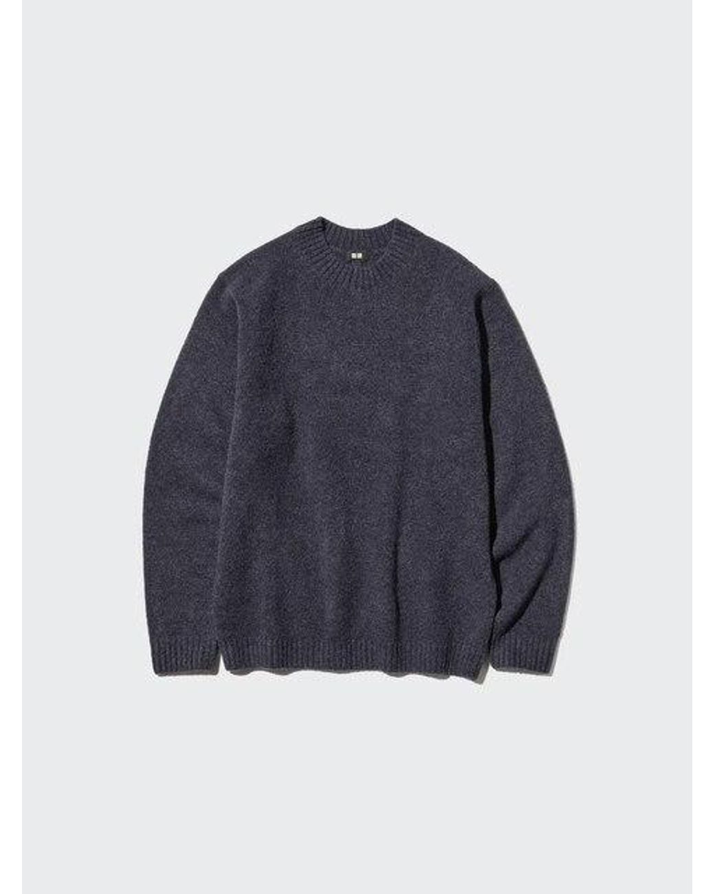 Uniqlo Blue Soufflé Yarn Crew Neck Jumper for men
