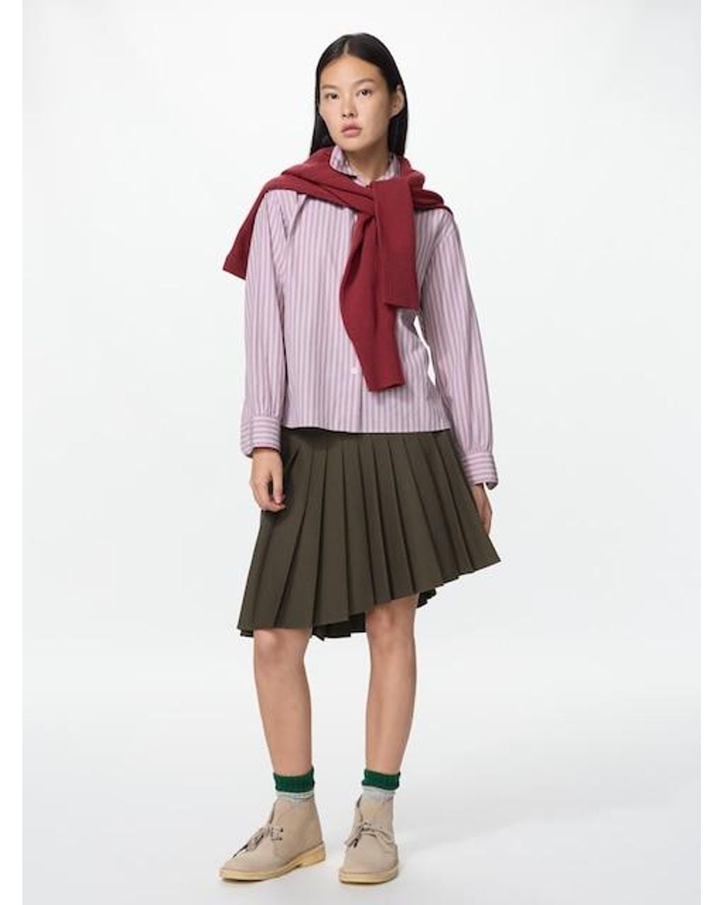 Uniqlo Red Pleated Skirt
