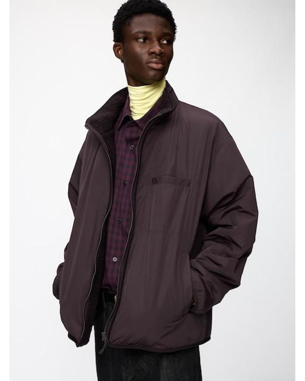 Uniqlo Blue Pile Lined Stand Jacket for men