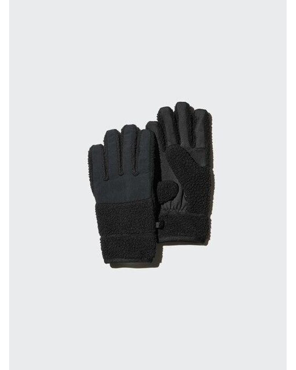 Uniqlo Black Heattech Lined Gloves (Boa Fleece) for men