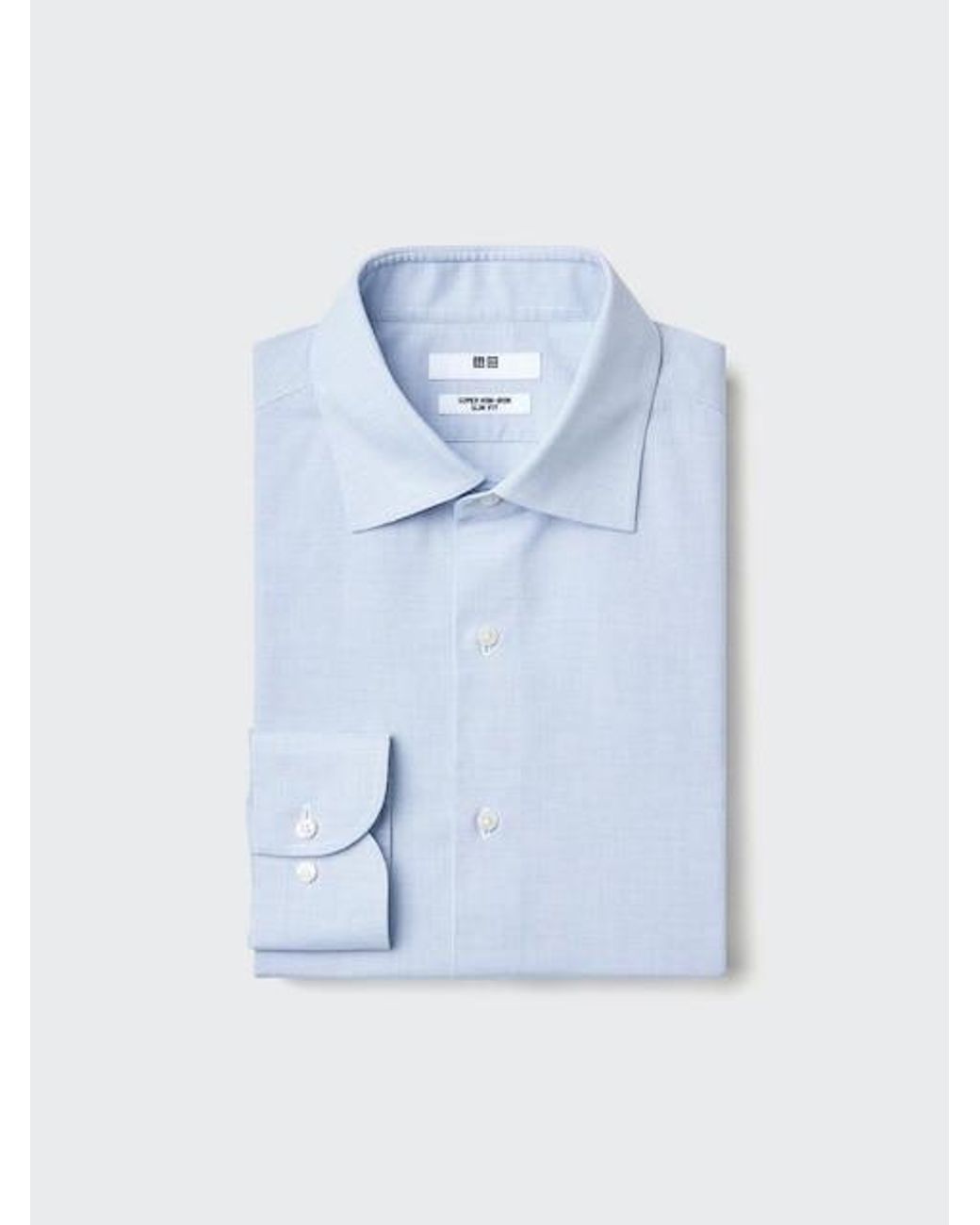 Uniqlo Blue Super Non-Iron Slim Fit Shirt (Spread Collar, Check) for men