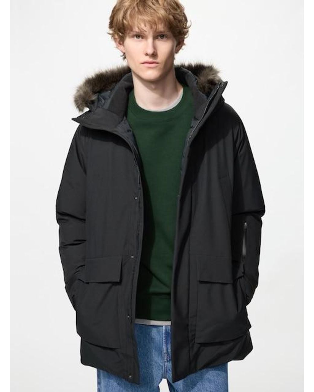 Uniqlo Black Ultra Warm Down Coat for men