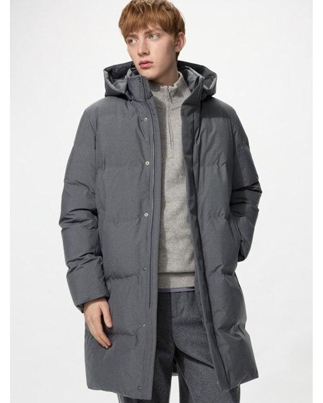 Uniqlo Gray Seamless Down Coat for men