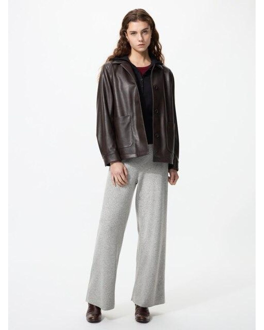 Uniqlo White Washable Knit Trousers (Smooth, Longer)