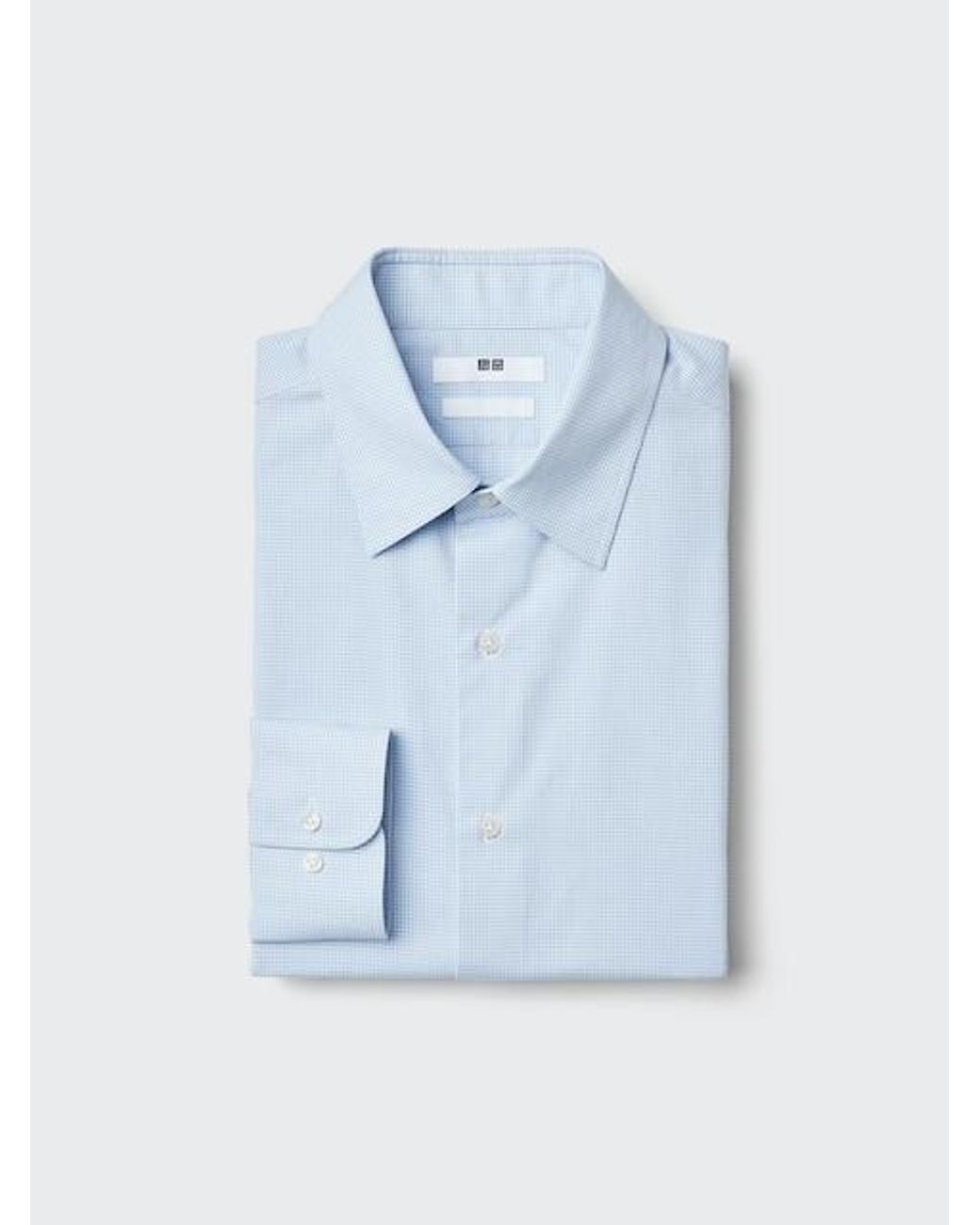 Uniqlo Blue Super Non-Iron Slim Fit Shirt (Regular Collar, Check) for men
