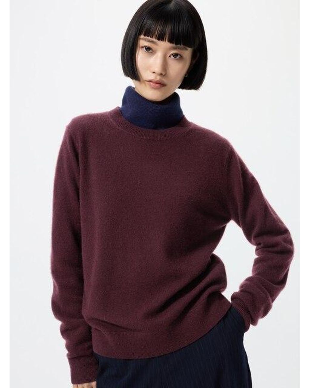 Uniqlo Purple 100% Cashmere Crew Neck Jumper