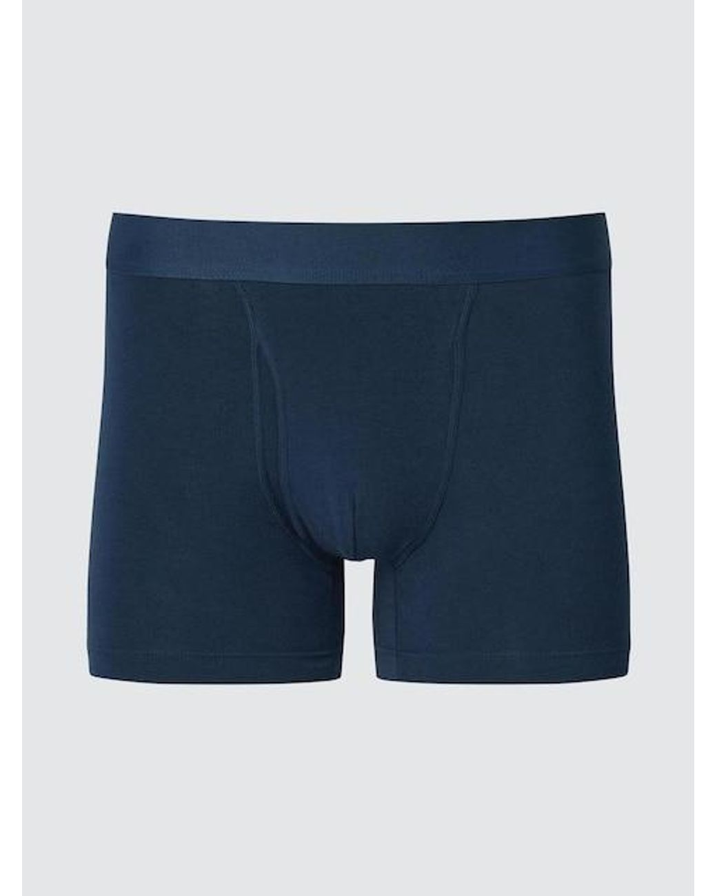 Uniqlo Blue Cotton Boxer Briefs (Regular Rise) for men