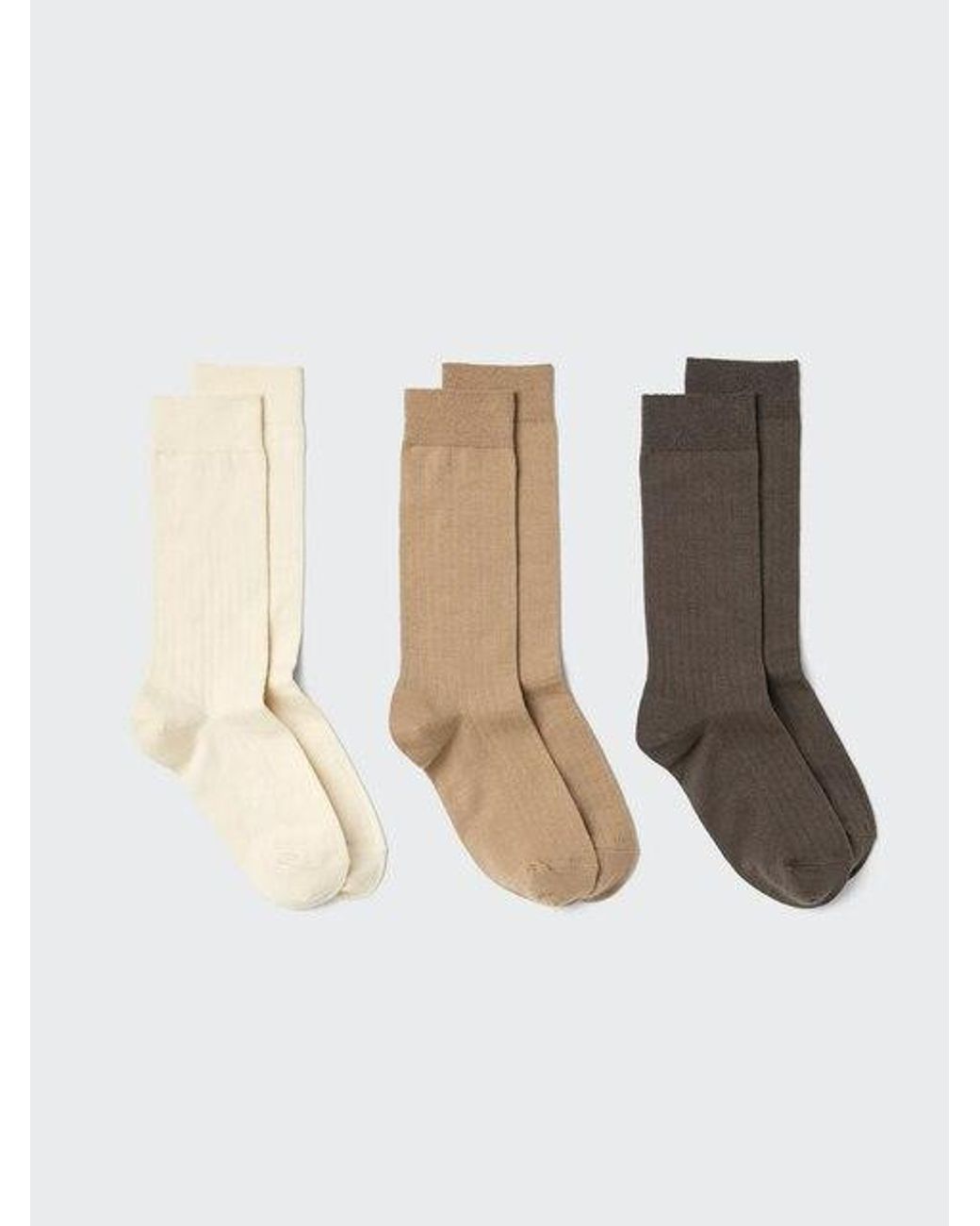 Uniqlo Natural Socks (Ribbed, 3 Pairs)