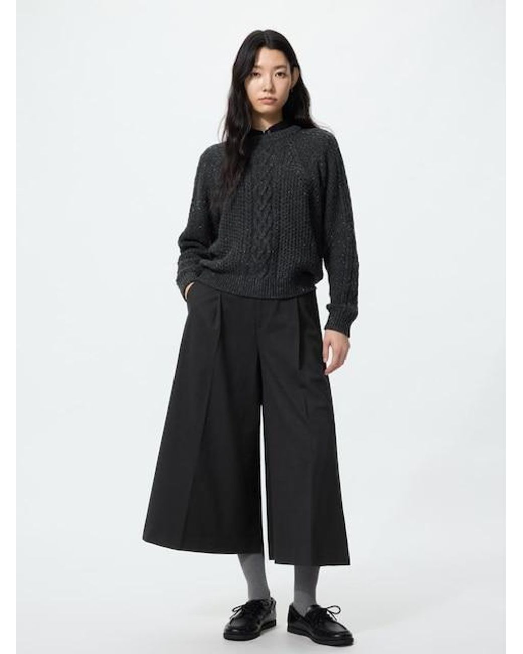 Uniqlo Black Pleated Culottes for men