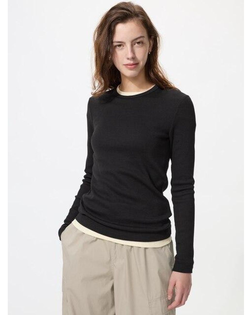 Uniqlo Black Soft Ribbed T-Shirt (Long Sleeve)