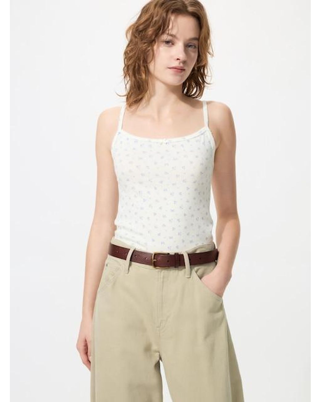 Uniqlo Natural Pointelle Camisole (Flowers)