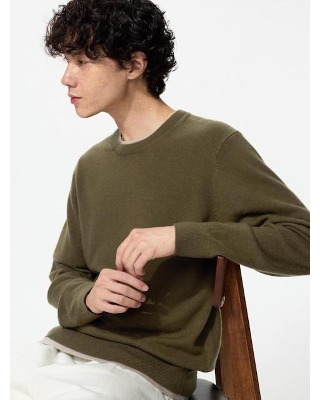 Uniqlo Green 100% Cashmere Crew Neck Jumper for men