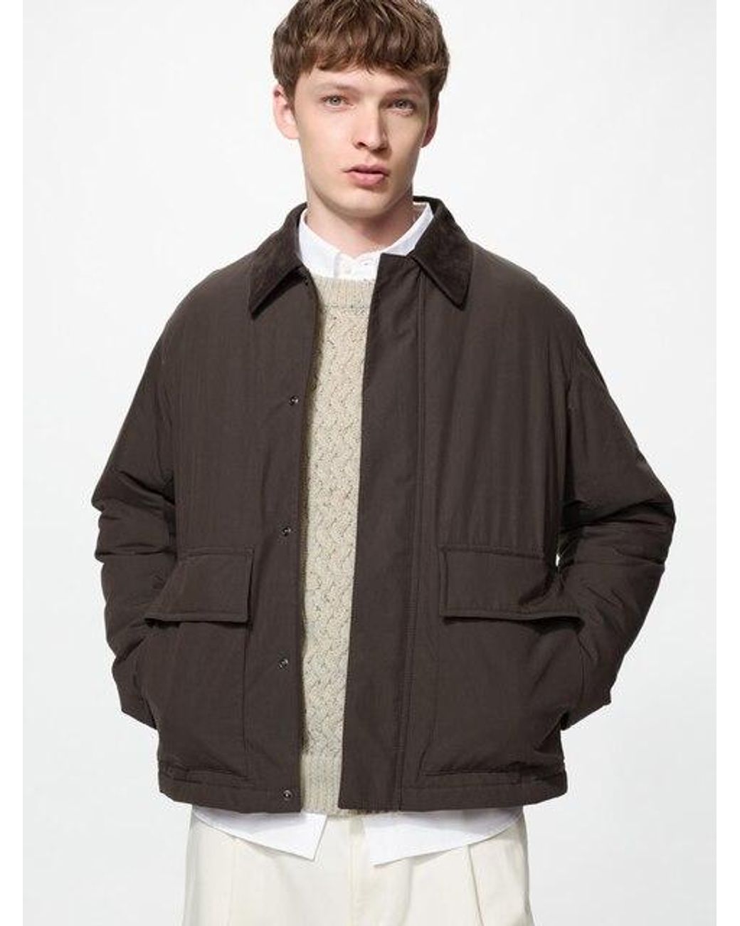 Uniqlo Gray Padded Short Blouson for men