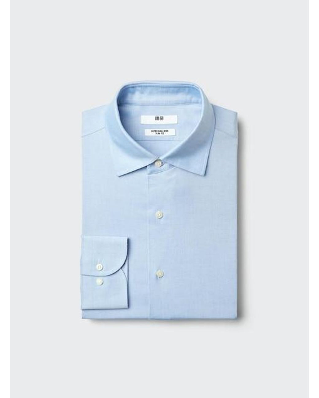 Uniqlo Blue Super Non-Iron Slim Fit Shirt (Spread Collar) for men