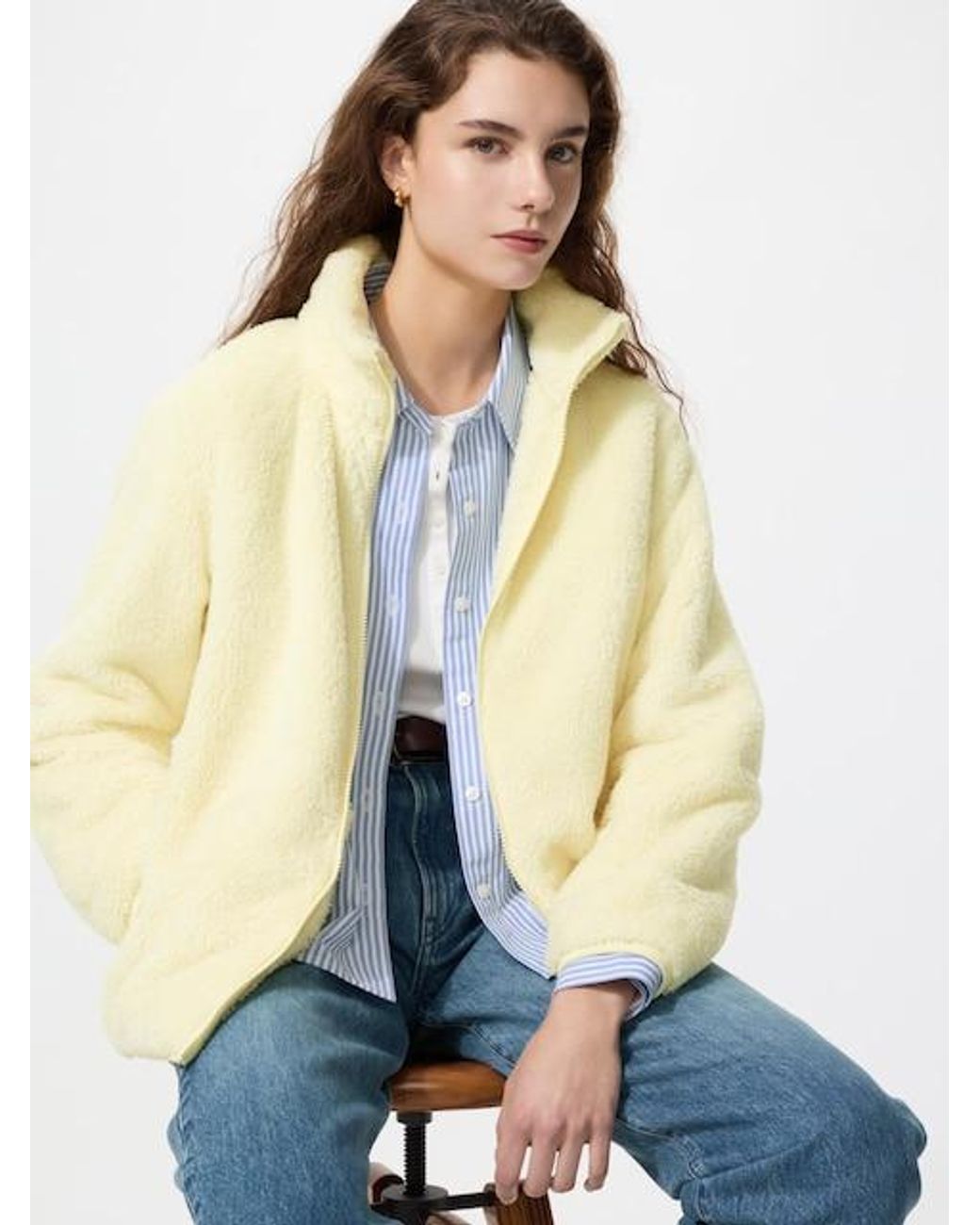 Uniqlo Natural Fluffy Yarn Fleece Full-Zip Jacket