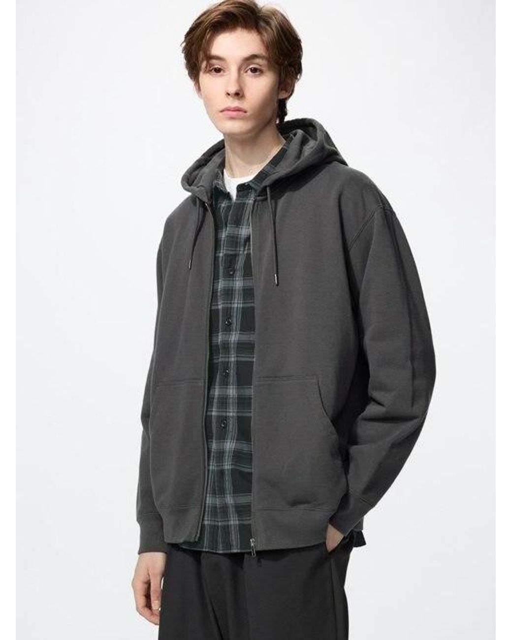Uniqlo Black Sweat Full-Zip Hoodie for men