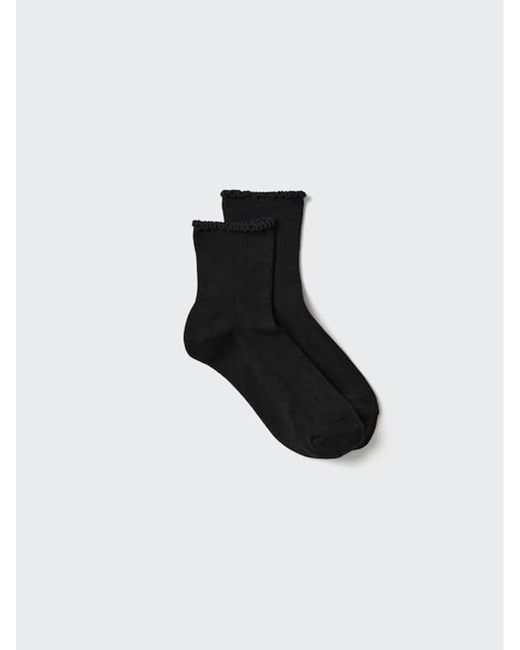 Uniqlo Black Heattech Socks (Crew Frill) for men
