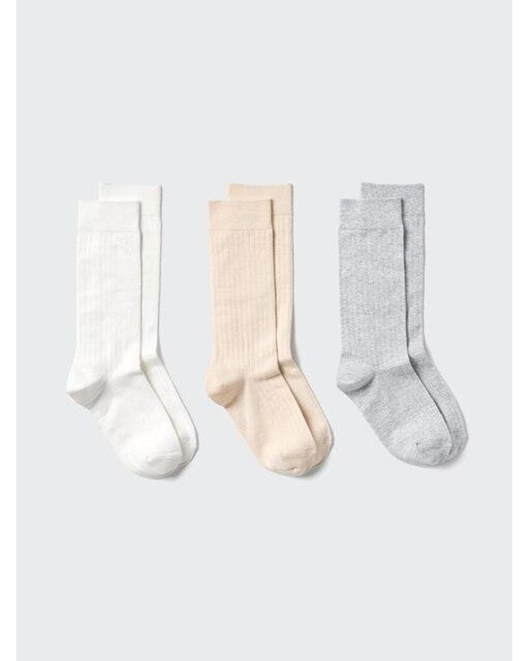 Uniqlo White Socks (Ribbed, 3 Pairs)