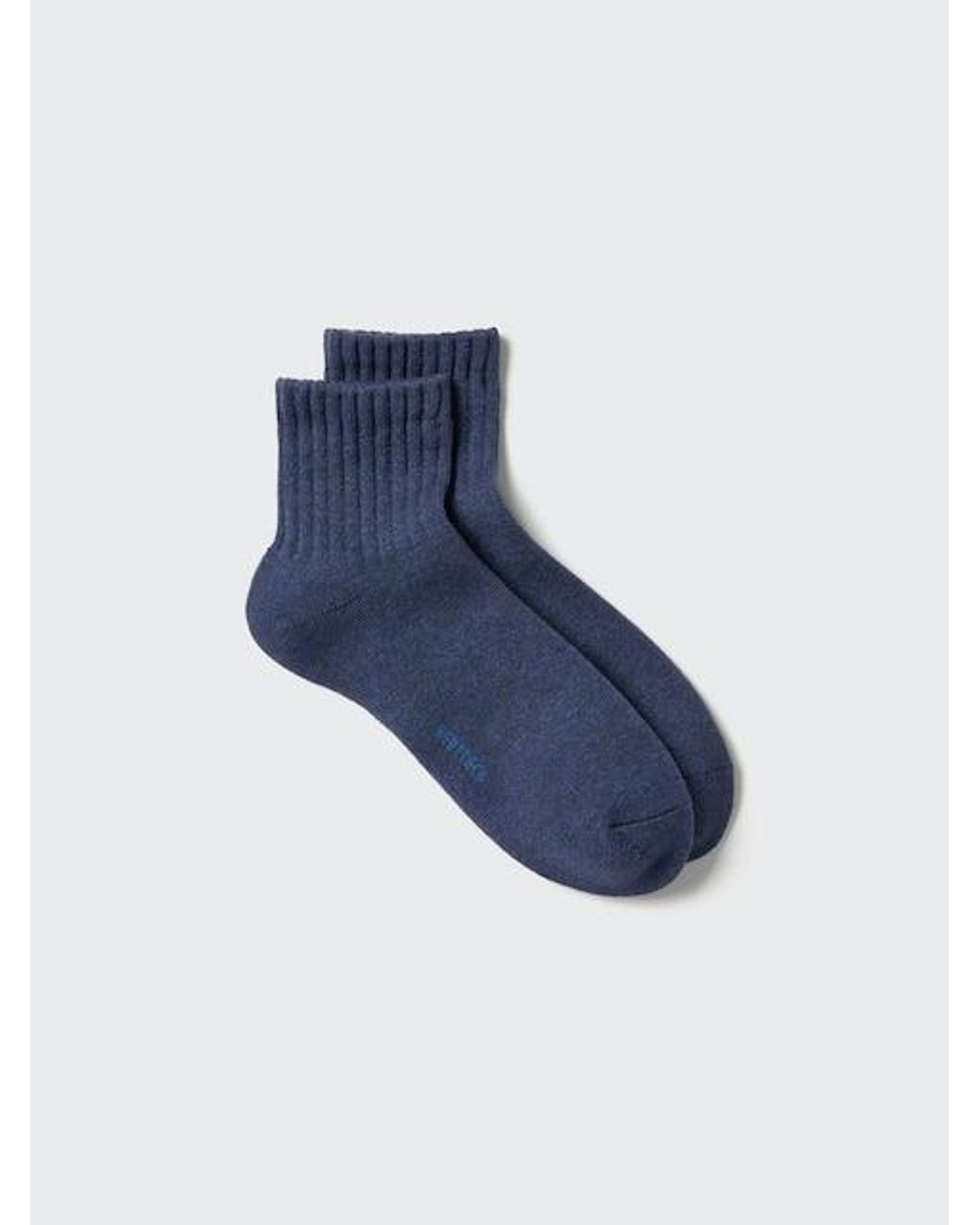Uniqlo Blue Heattech Socks (Half Length, Pile) for men