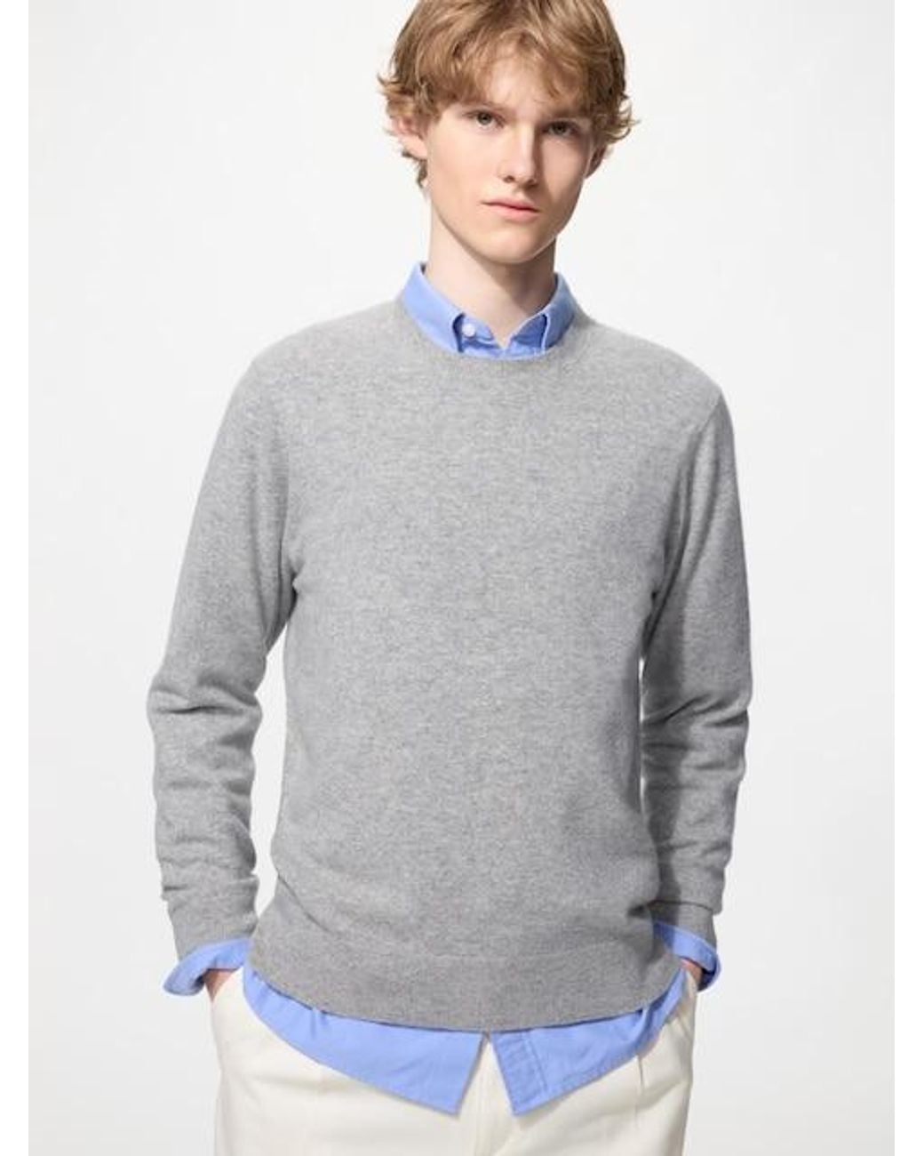 Uniqlo Gray 100% Cashmere Crew Neck Jumper for men