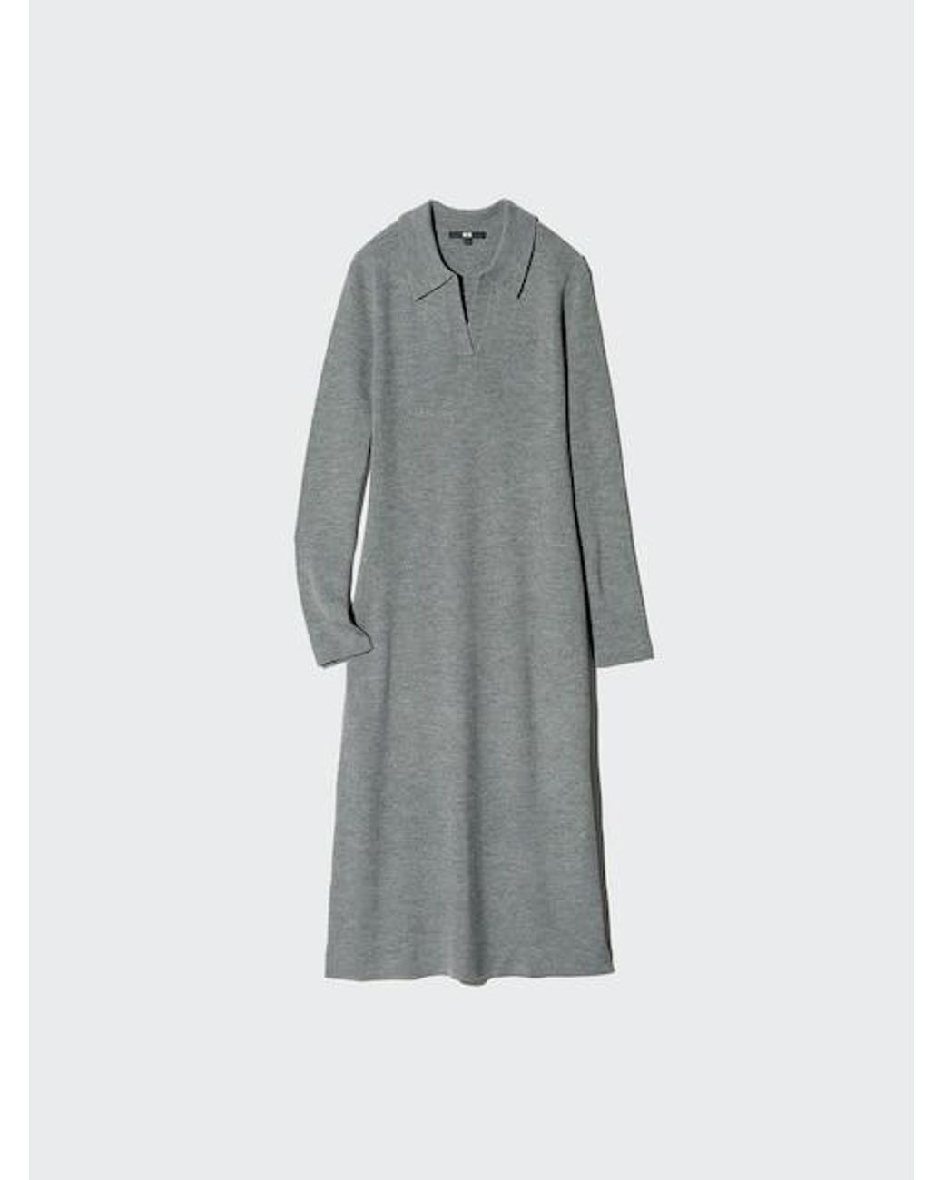 Uniqlo Gray Knit Polo Dress (Long Sleeve)