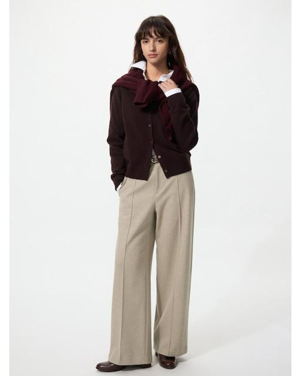 Uniqlo Natural Brushed Jersey Wide Trousers