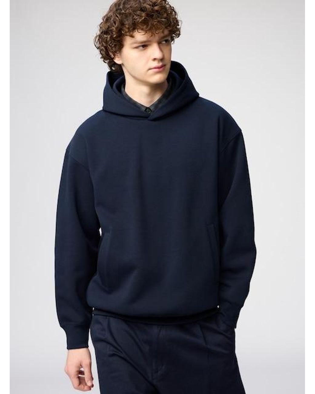 Uniqlo Blue Sweat Oversized Pullover Hoodie for men