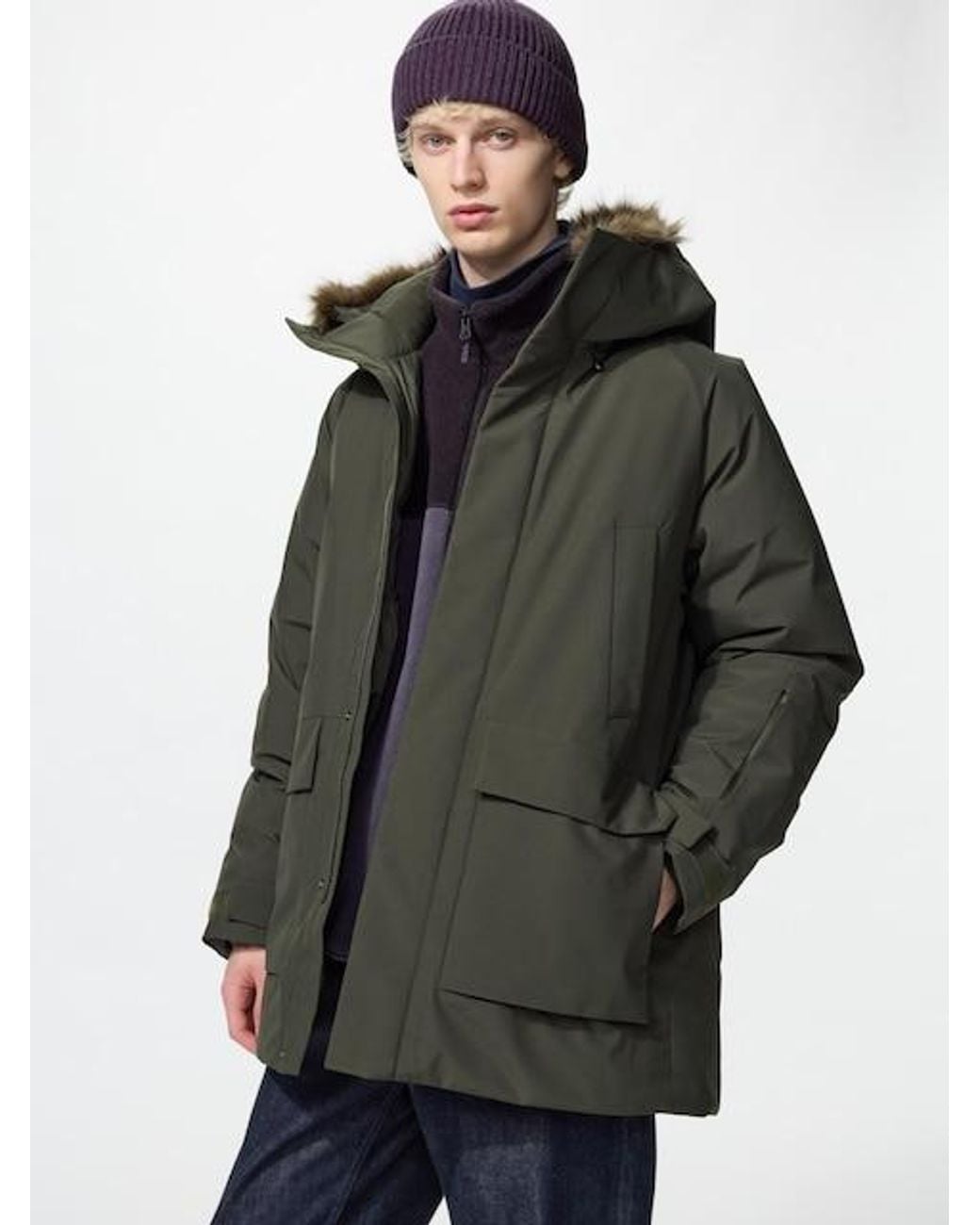 Uniqlo Gray Ultra Warm Down Coat for men