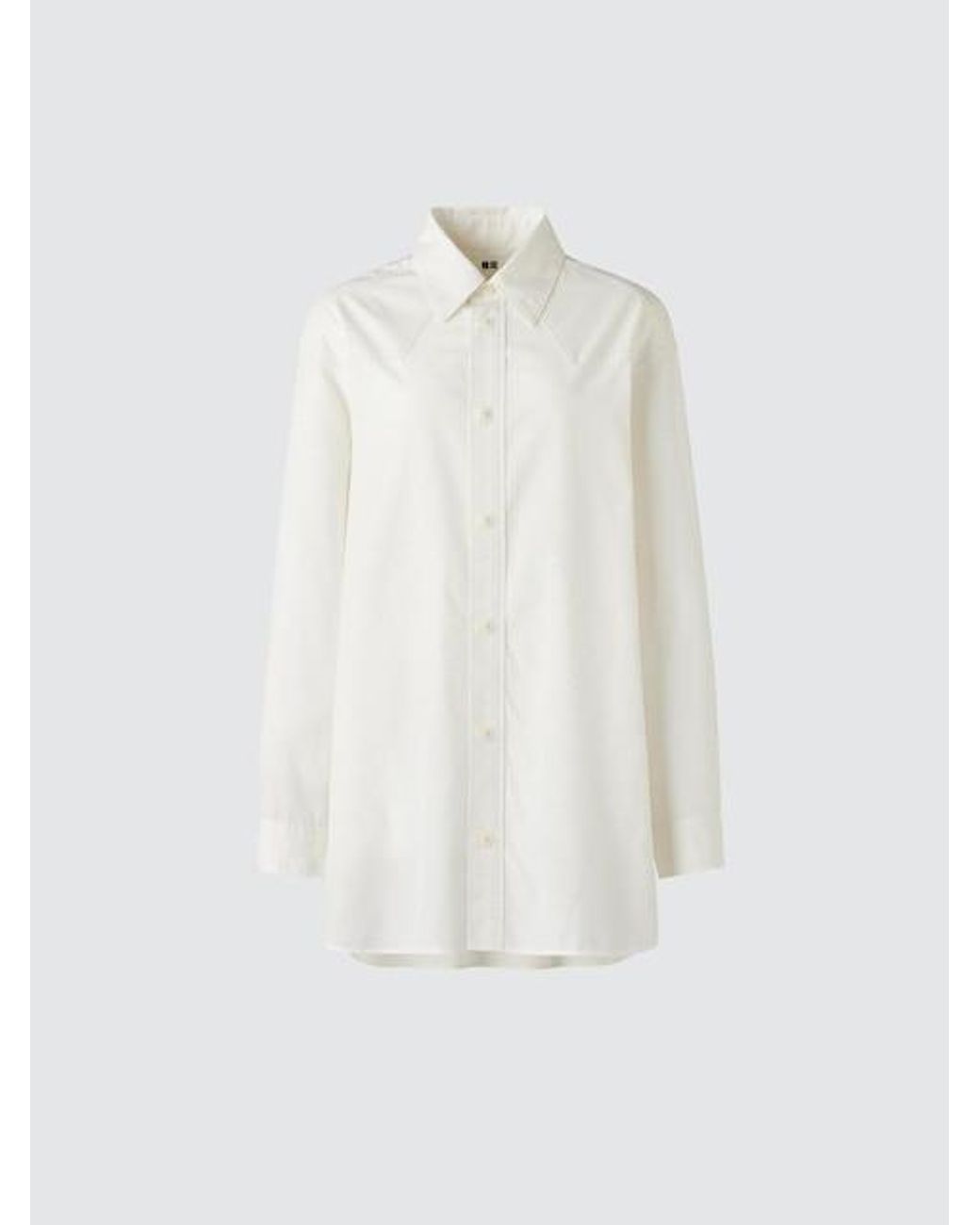 Uniqlo White Long Shirt (Checked)
