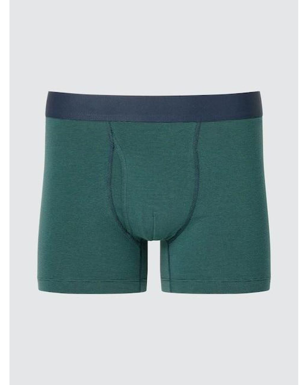 Uniqlo Green Cotton Boxer Briefs (Striped) for men