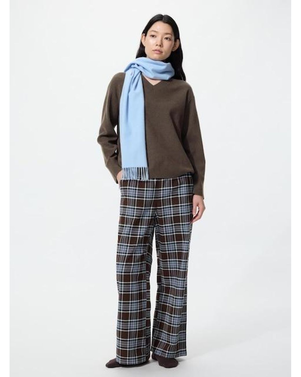 Uniqlo Blue Flannel Easy Trousers (Checked)