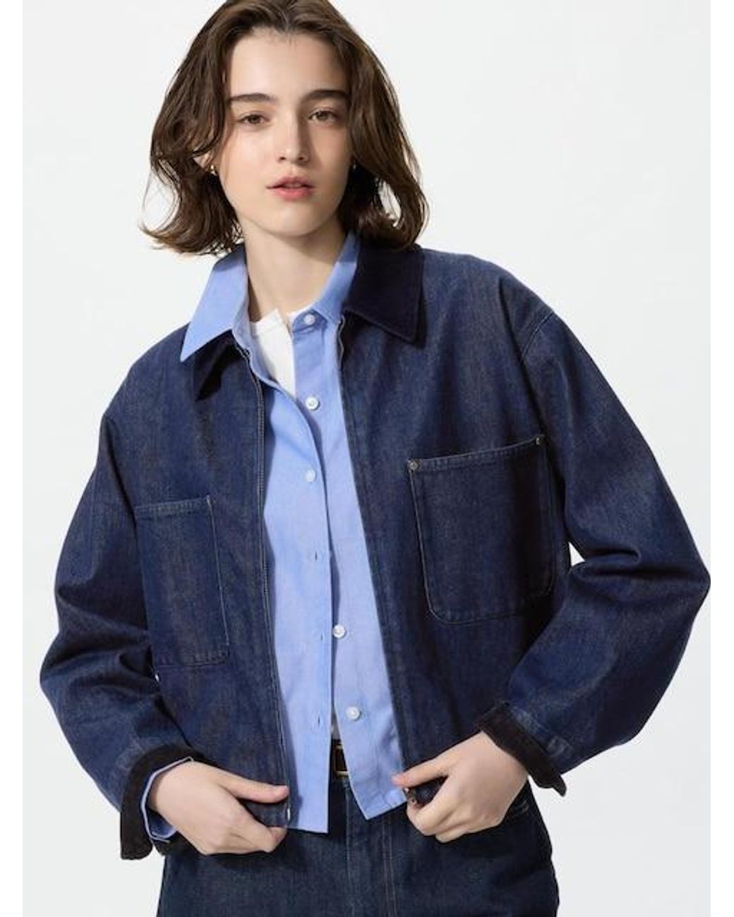 Uniqlo Blue Zip-Up Short Jacket (Denim)
