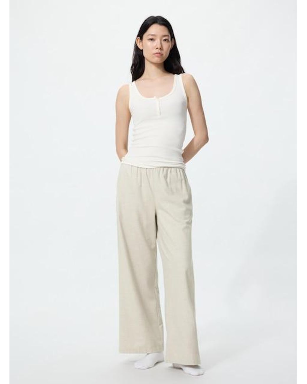 Uniqlo White Flannel Easy Trousers