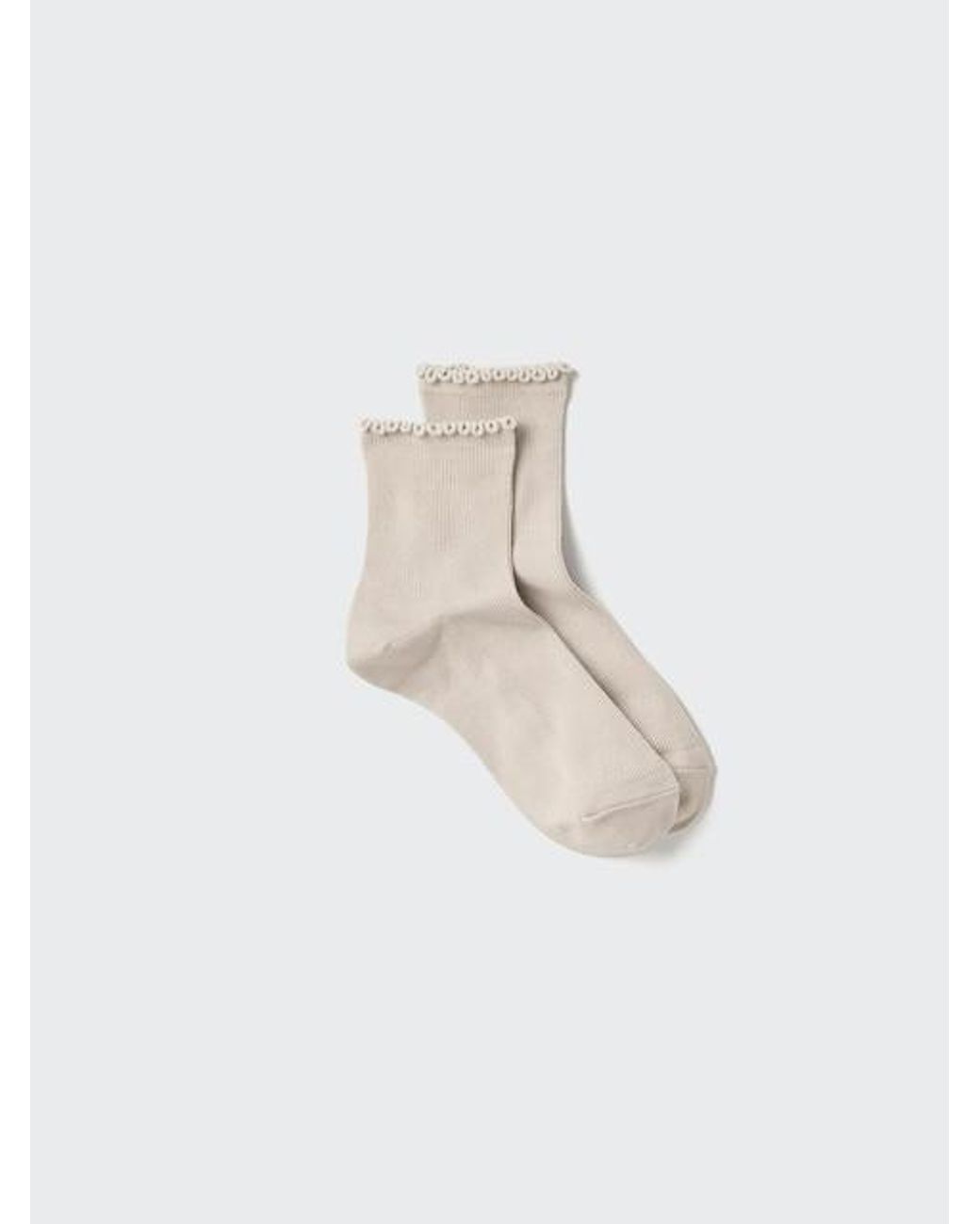 Uniqlo White Heattech Socks (Crew Frill)