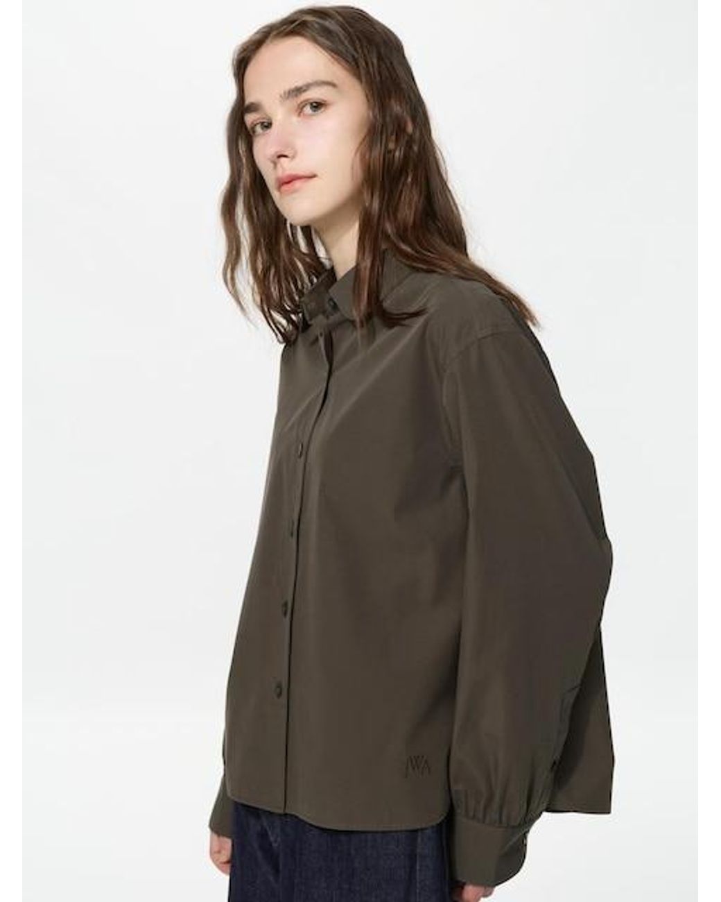 Uniqlo Green Cotton Volume Sleeve Shirt