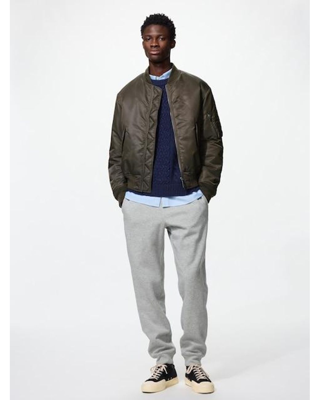 Uniqlo Black Warm Pile Lined Joggers for men